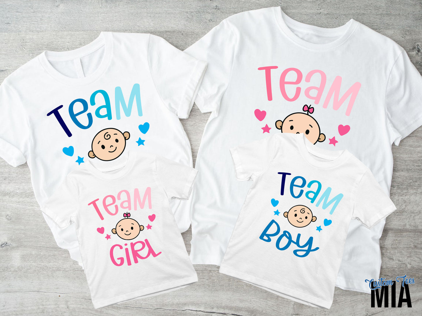 Team Boy Team Girl Gender Reveal Shirts