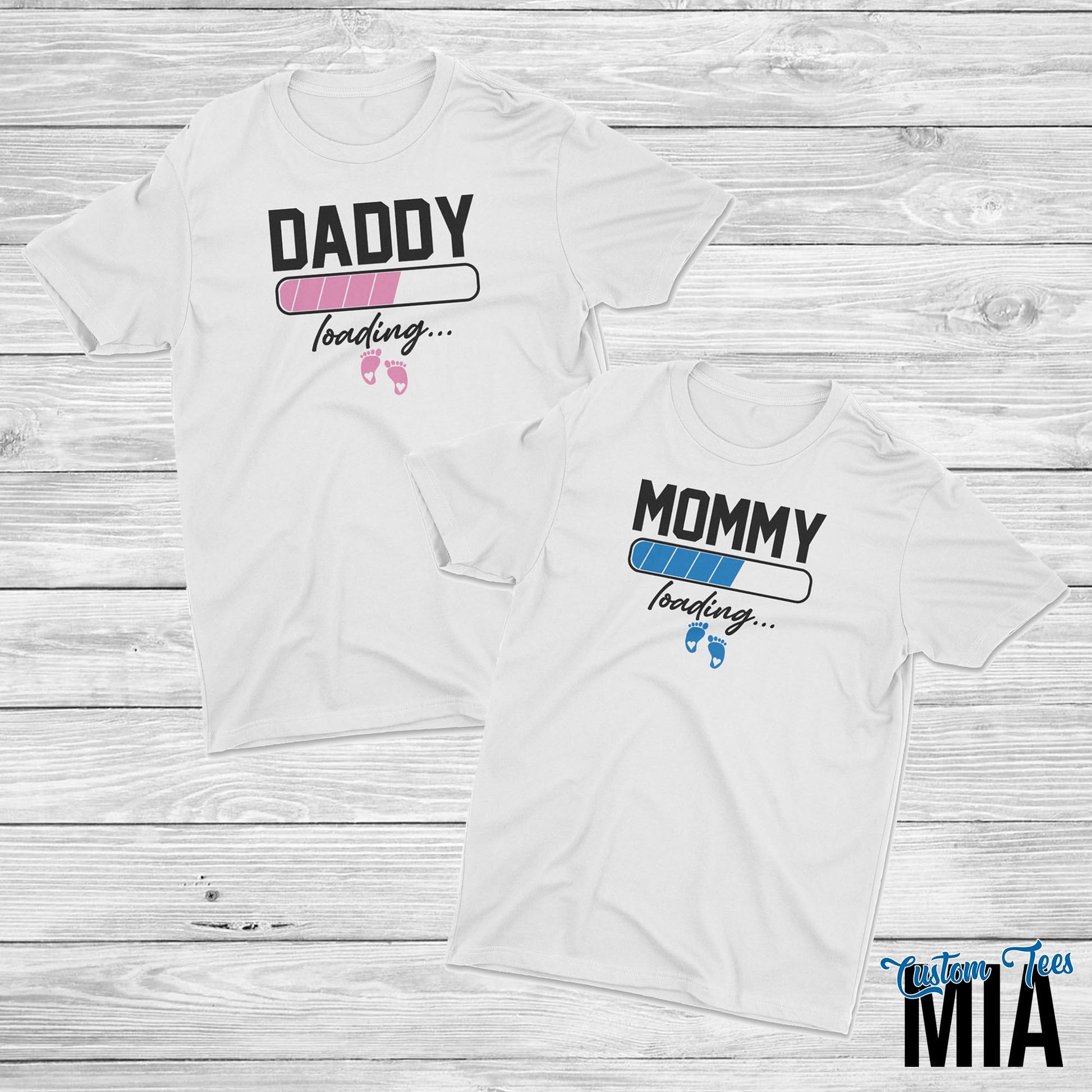 Mommy & Daddy Baby Loading Pregnancy Announcement Shirt - Custom Tees MIA