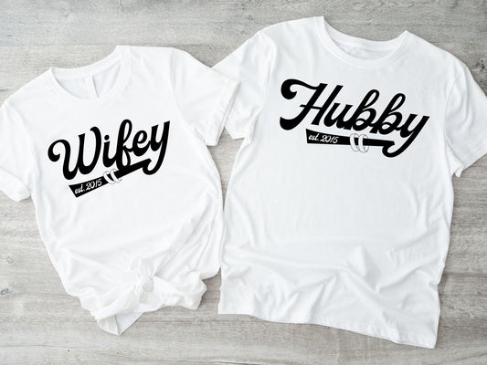 Hubby and Wifey Personalized Established Shirts