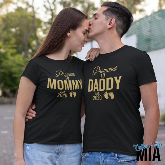 Promoted to Mommy & Daddy Pregnancy Announcement Shirt - Custom Tees MIA