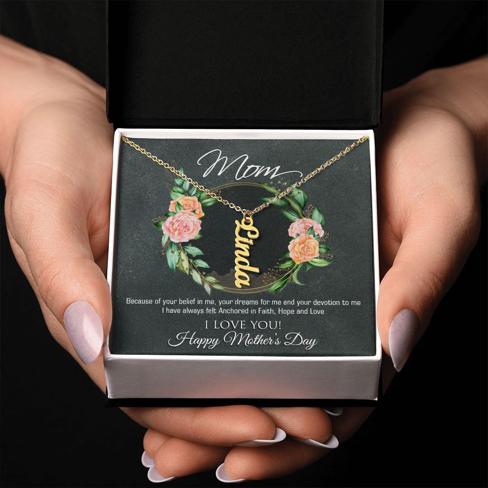 Personalized Vertical Name Mother's Day Necklace