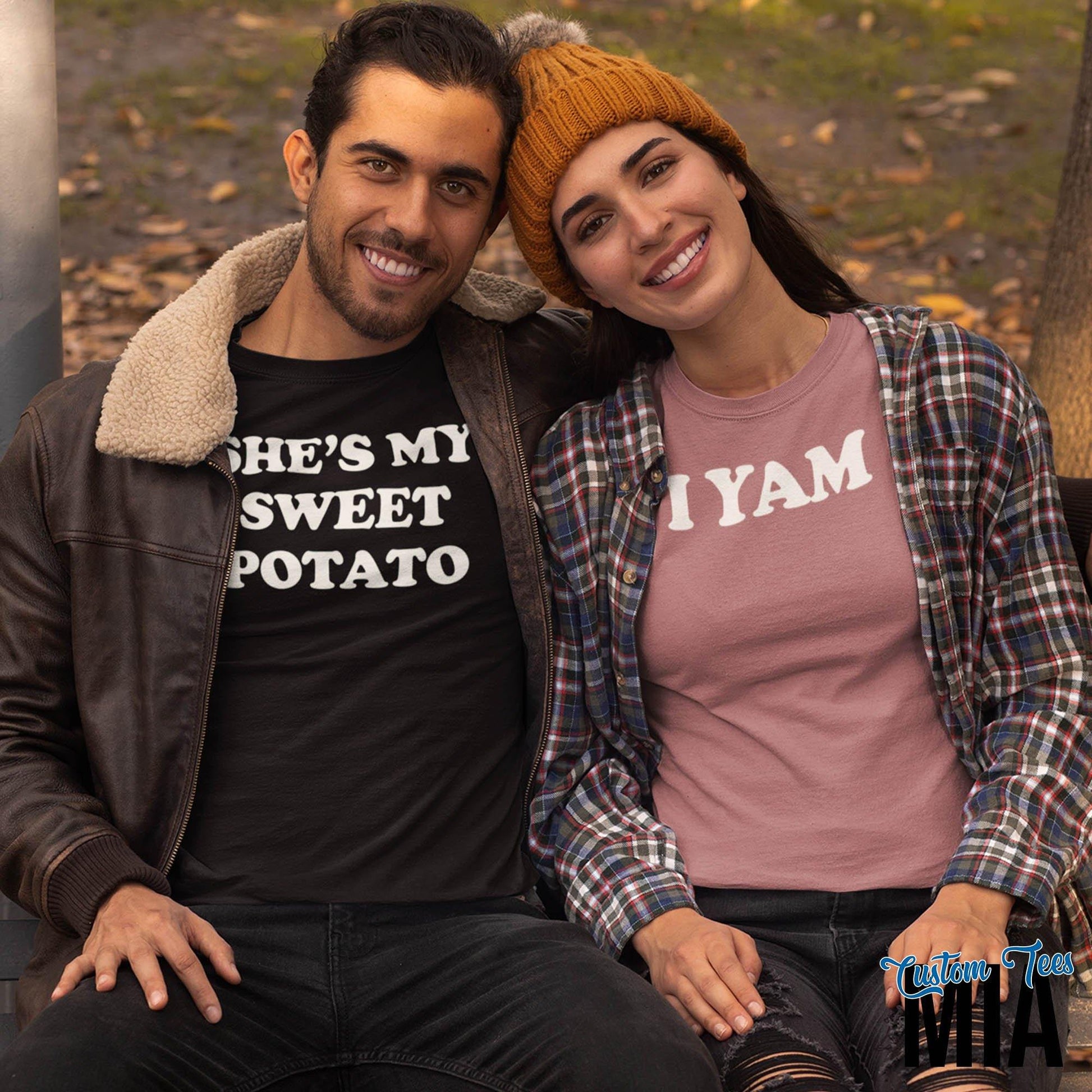 She's My Sweet Potato & I Yam Couples Matching Thanksgiving Shirts - Custom Tees MIA