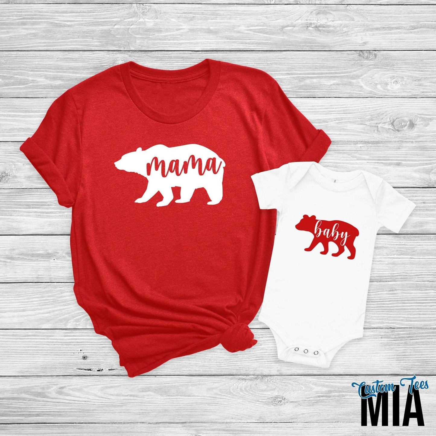 Christmas Mommy and Me Mama Bear and Baby Bear Shirts - Custom Tees MIA