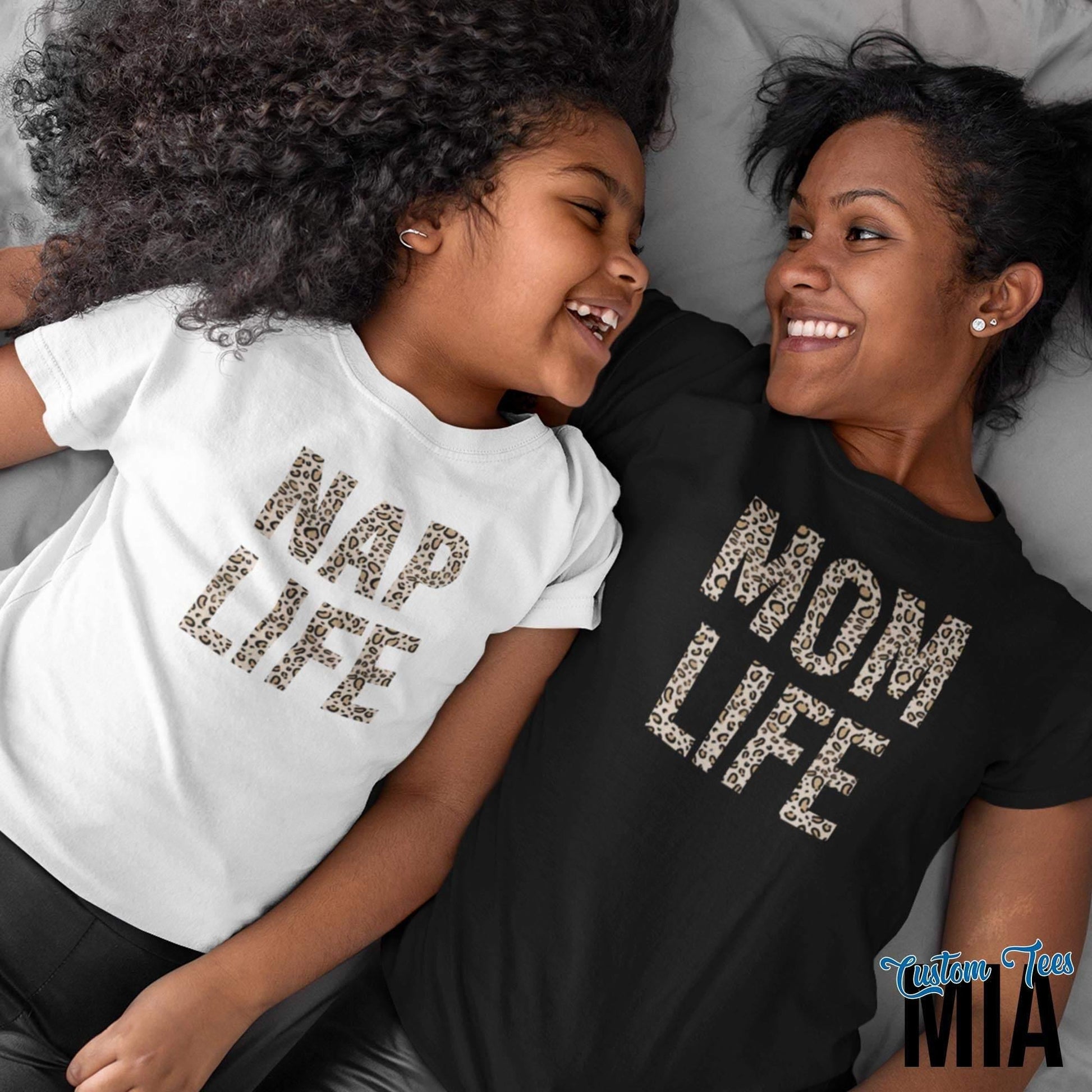 Leopard Mom Life Nap Life Matching Mommy and Me Shirt - Custom Tees MIA