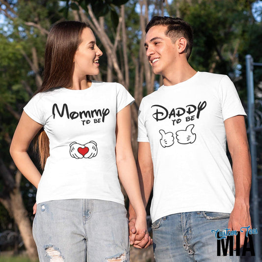 Disney Pregnancy Announcement Mommy To Be & Daddy To Be Shirt - Custom Tees MIA