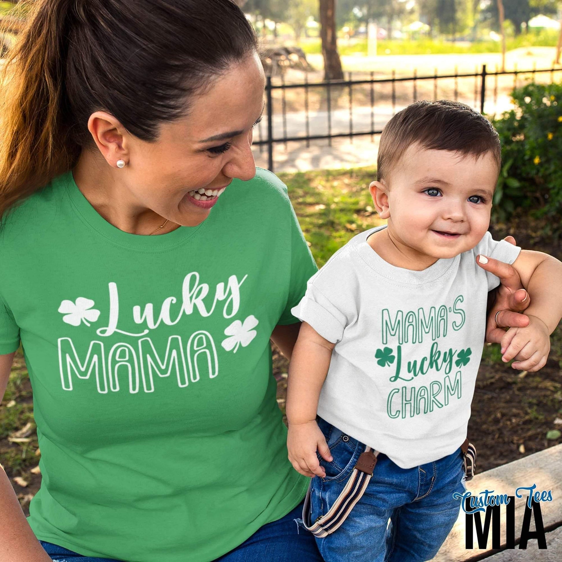 St. Patrick's Day Lucky Mama and Lucky Charm Matching Shirts - Custom Tees MIA