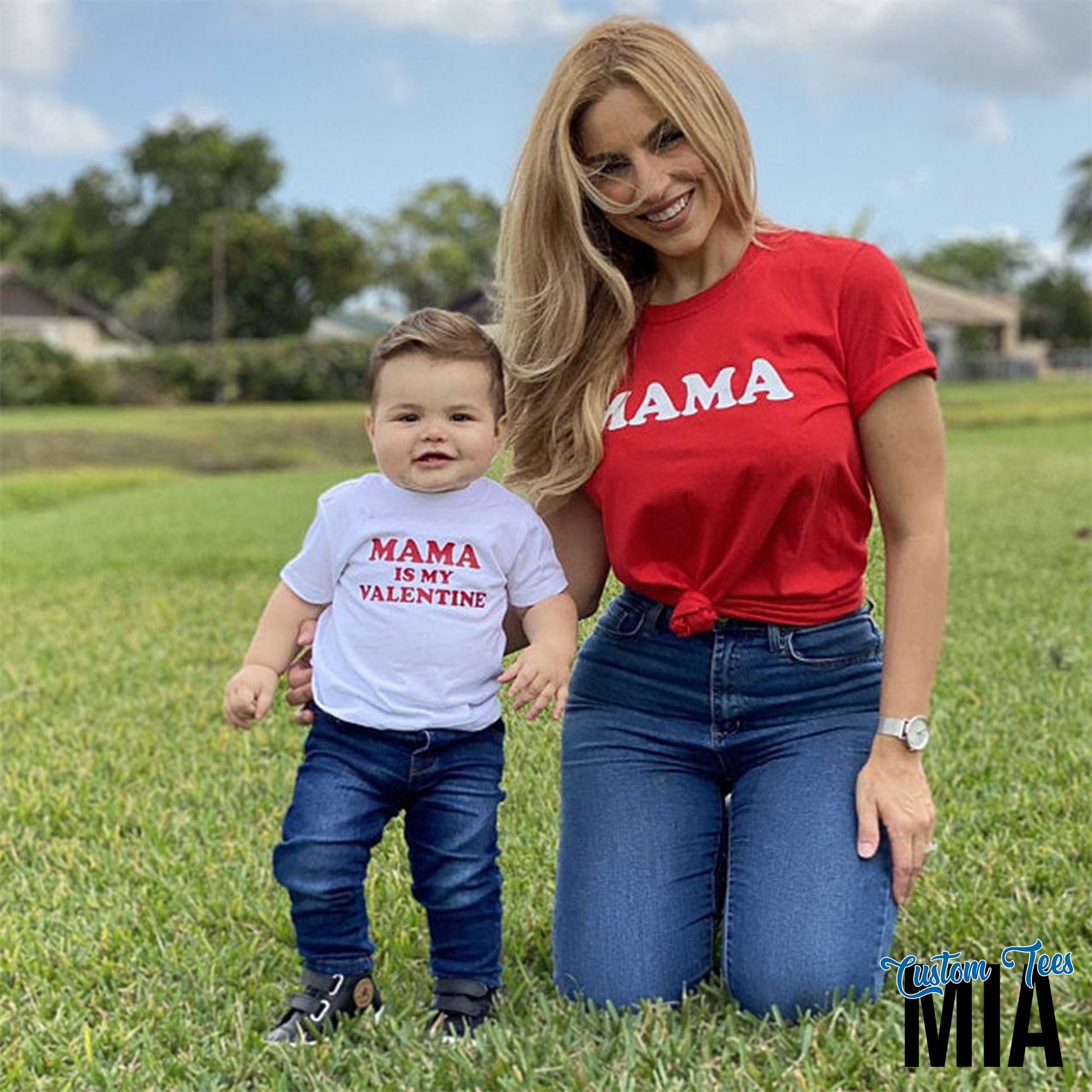 mama is my valentine mommy and me valentines day shirt
